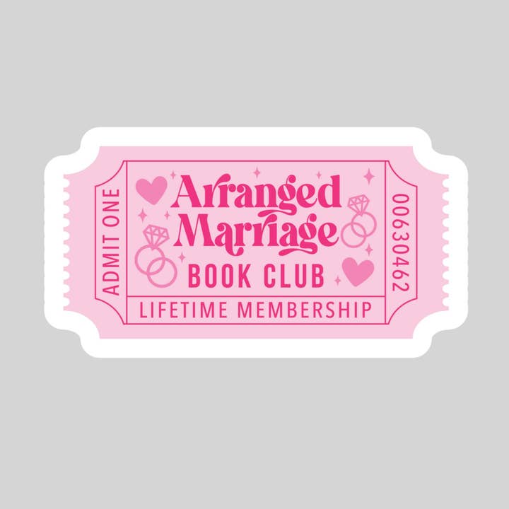 Bilhete do Clube do Livro de Casamento Arranjado Autocolante de Leitor de Livros – Autocolante de 3" à Prova de Água com Holograma – Amante de Livros, Merchandising de Livraria por atacado de Purely Bookish