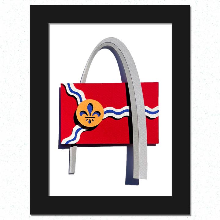 Paper Art Piece: St. Louis (Portrait) Framed, Handmade for wholesale by Paper for the People