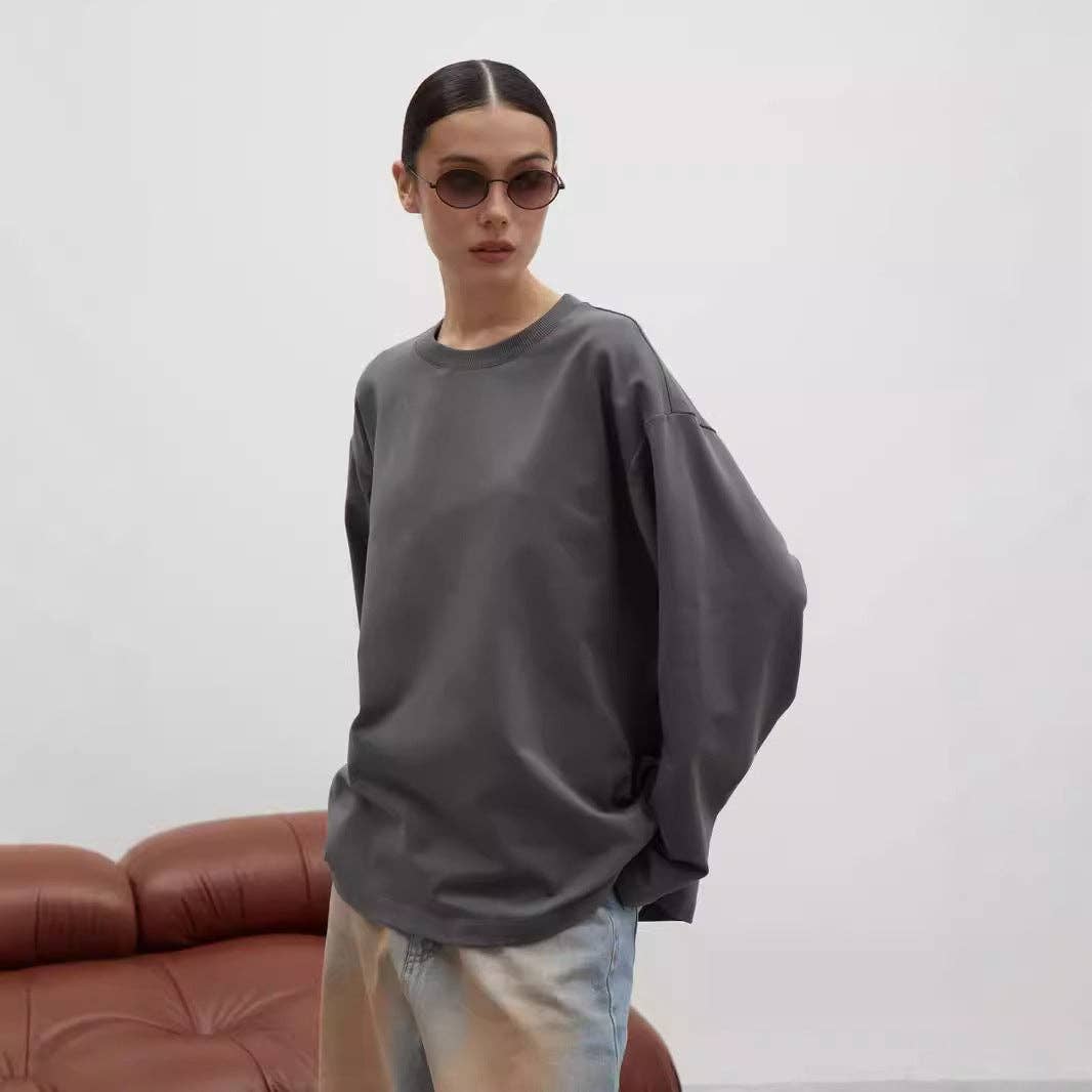 Suhkasana – wholesale T-shirt – women's – Heavyweight Cotton Long Sleeve Crewneck Oversized T Shirt17