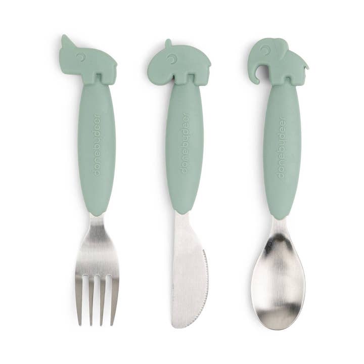Easy-Grip Cutlery Set Deer Friends Green for wholesale by Done by Deer
