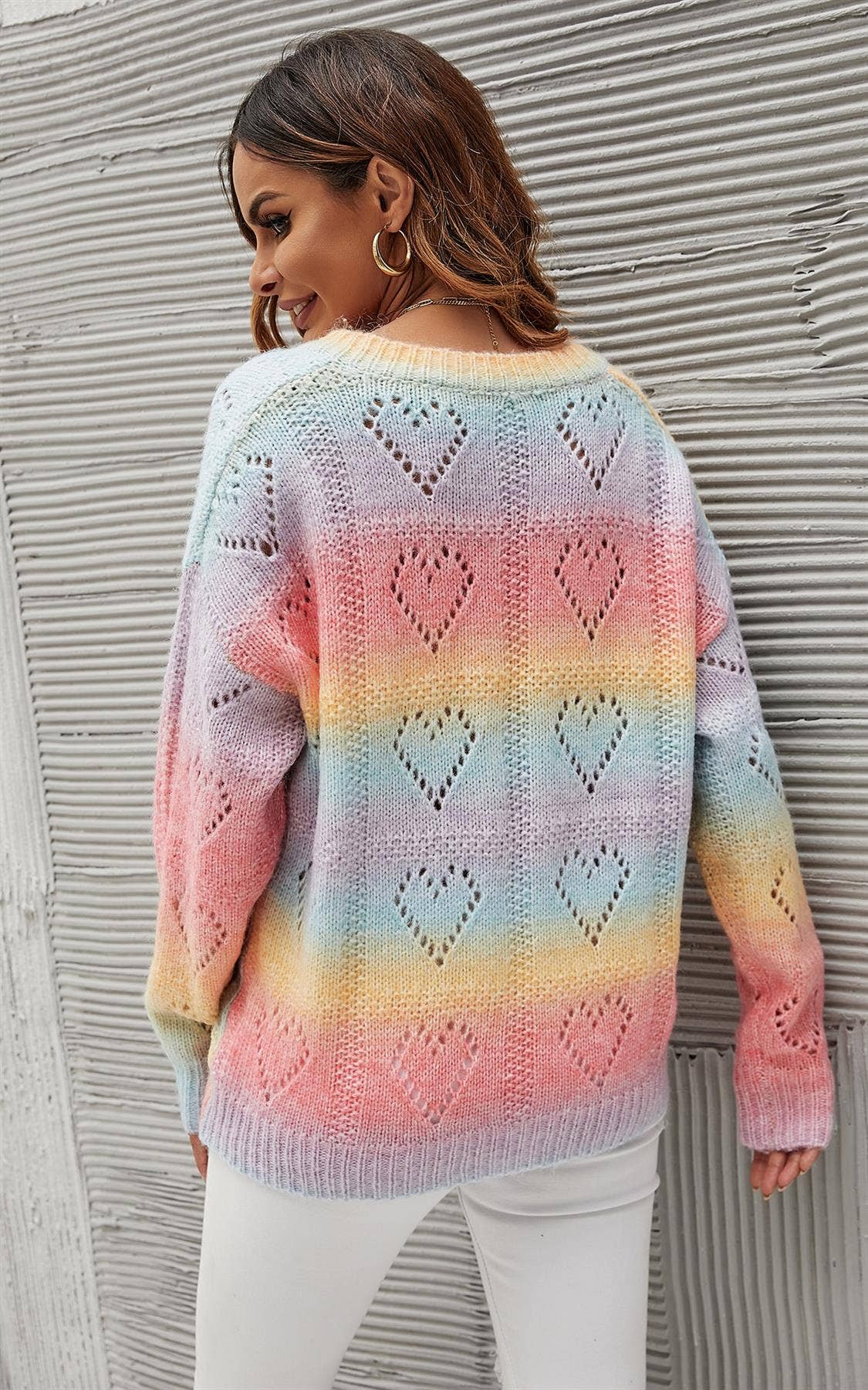 FS Collection (Germany) - Wholesale Knit Sweater - Women's - Heart Jumper Top In Pink Blue Yellow Rainbow5