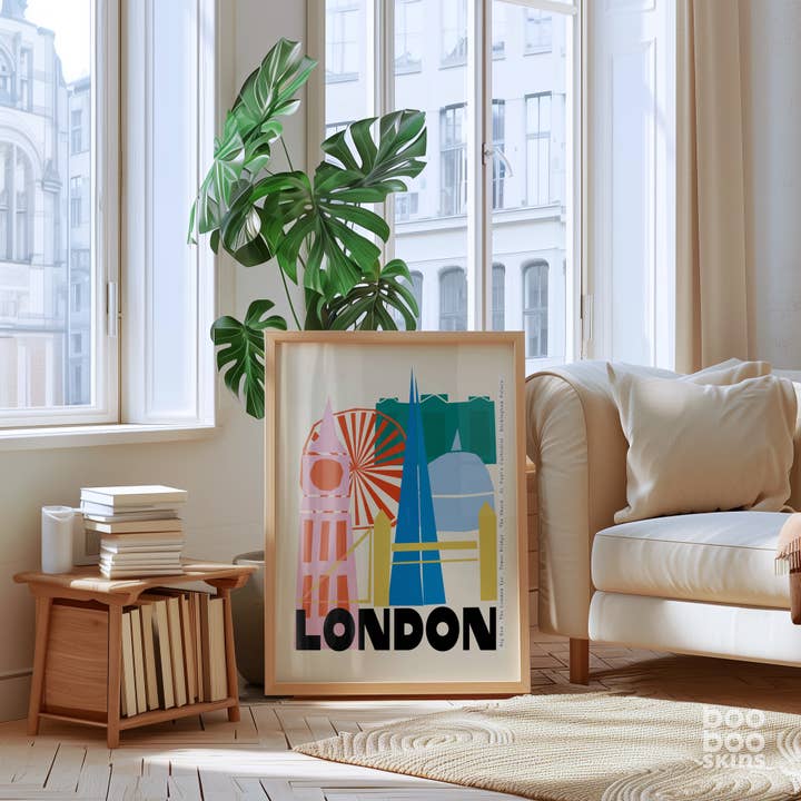 BOOBOOSKINS - Wholesale Art Print - London Landmarks Art Print - Vintage Travel Poster3