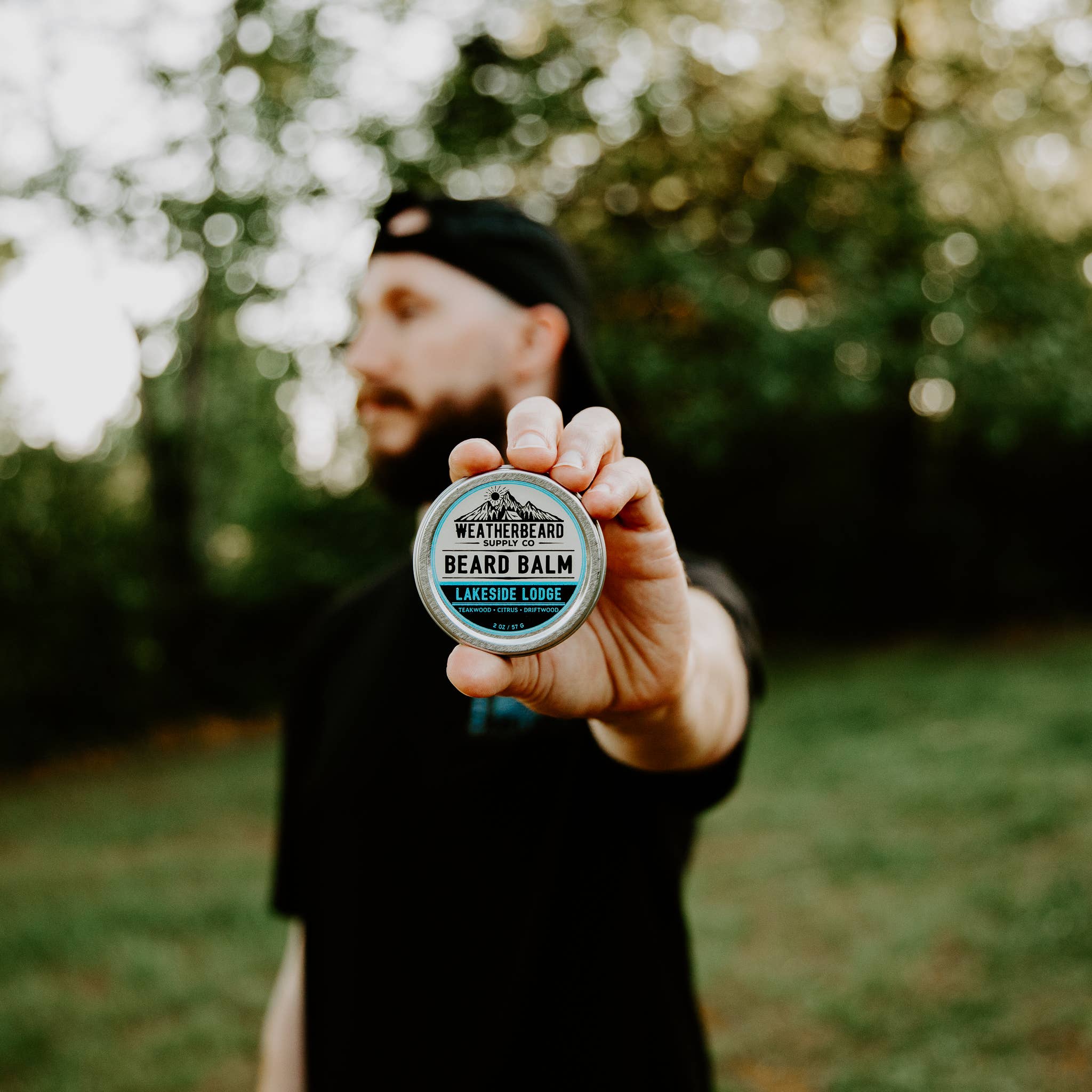 Weatherbeard | Beard Oils, Balms, Butters, & Cologne For Men - Wholesale Beard Styling Product - Lakeside Lodge Beard Balm - Teakwood, Citrus, Driftwood1