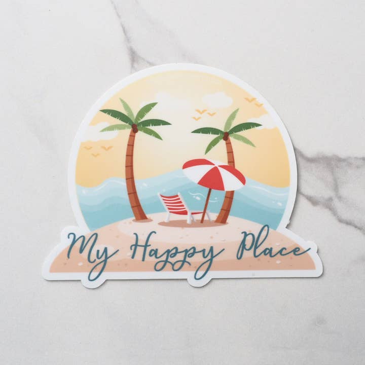 Sentinel Supply - Wholesale Sticker - My Happy Place Beach Sticker - Ocean Waves Shore Decal6