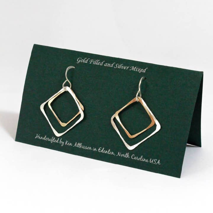 14k Gold Filled & Sterling Silver Earrings Squares for wholesale by Ken’s handcrafted jewelry