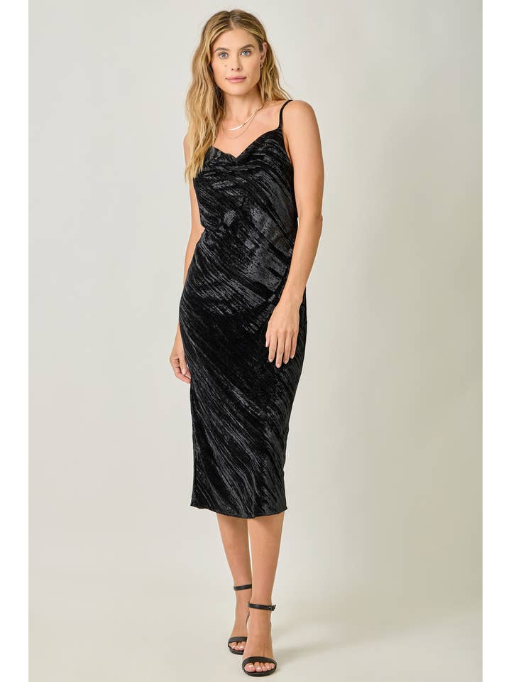 Mystree - Wholesale Dress - Women's - 61297 Cowl Neck Crinkle Velvet Slip Dress9