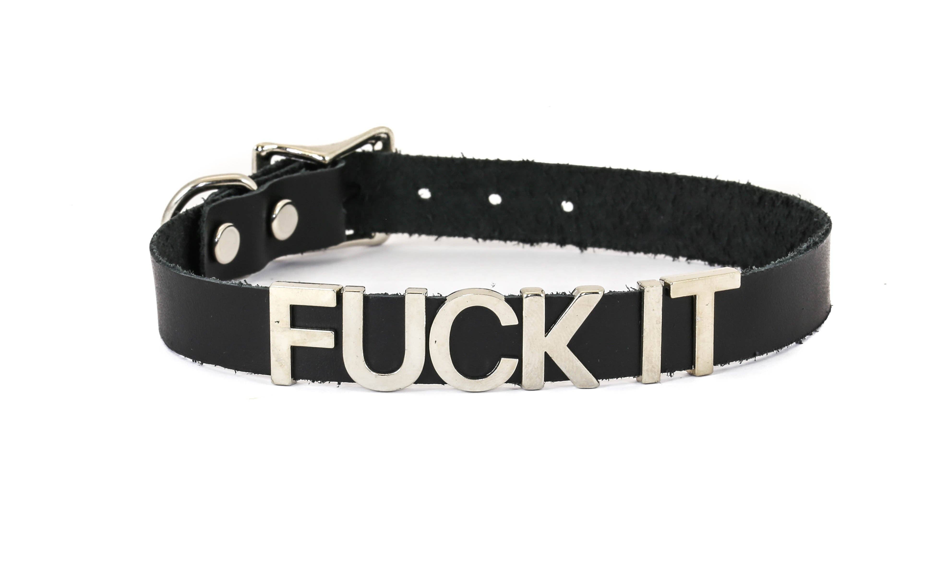 Funk Plus - Wholesale Choker/Collar - FC291 GENUINE LEATHER STAINLESS STEEL LETTER NAME FETISH  CHOKER8