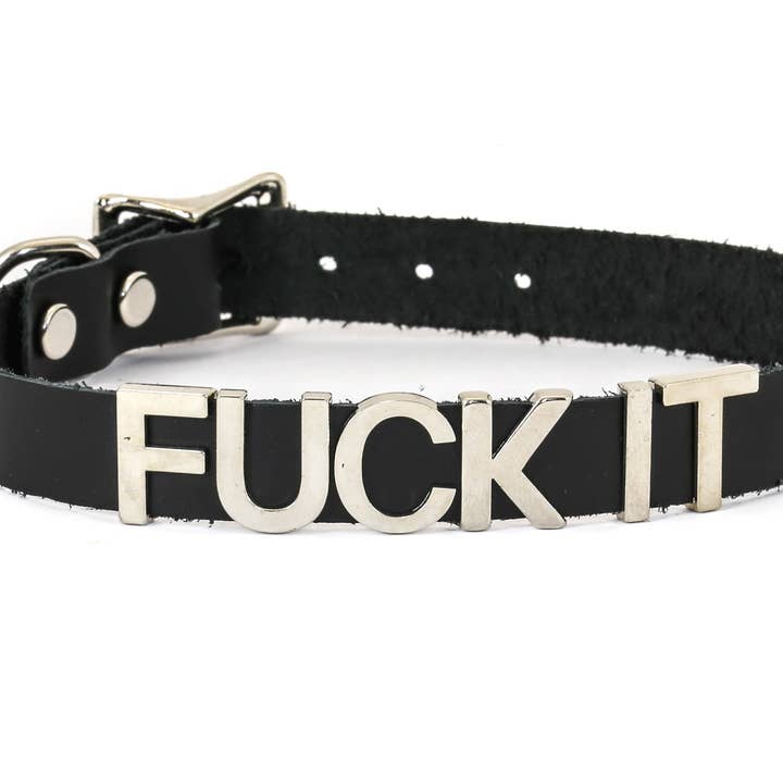 Funk Plus - Wholesale Choker/Collar - FC291 GENUINE LEATHER STAINLESS STEEL LETTER NAME FETISH CHOKER8