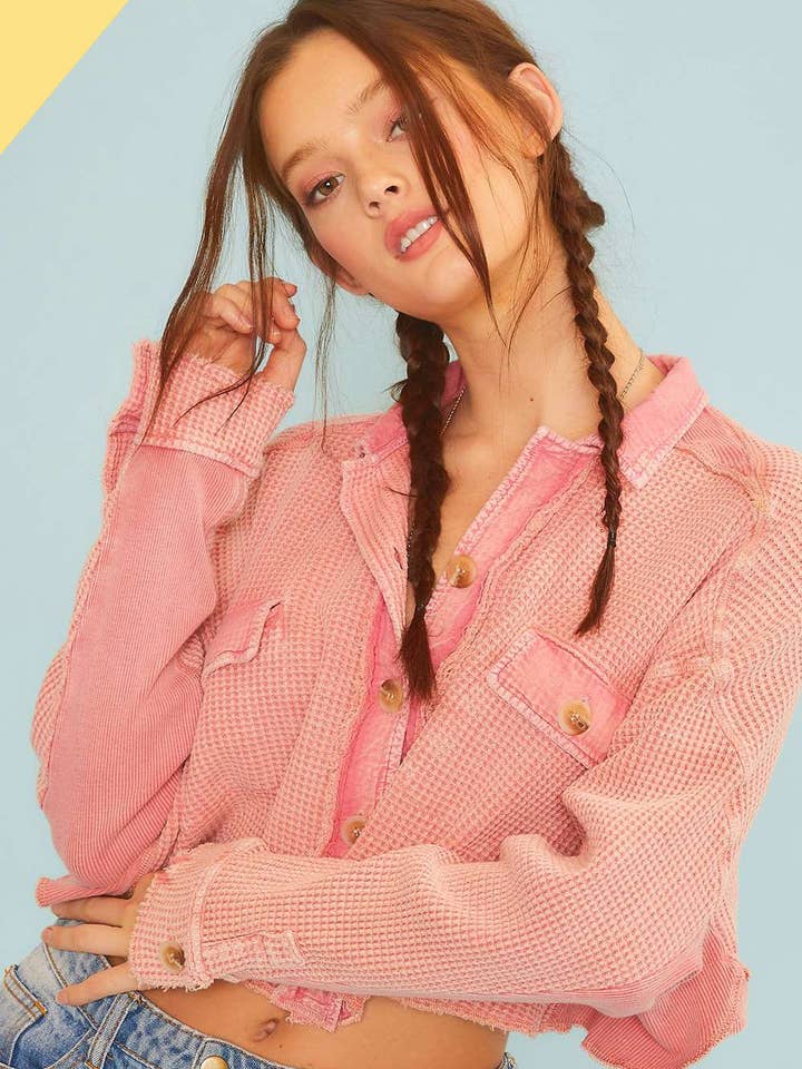 Waffle Knit Crop Top for wholesale by Main Strip