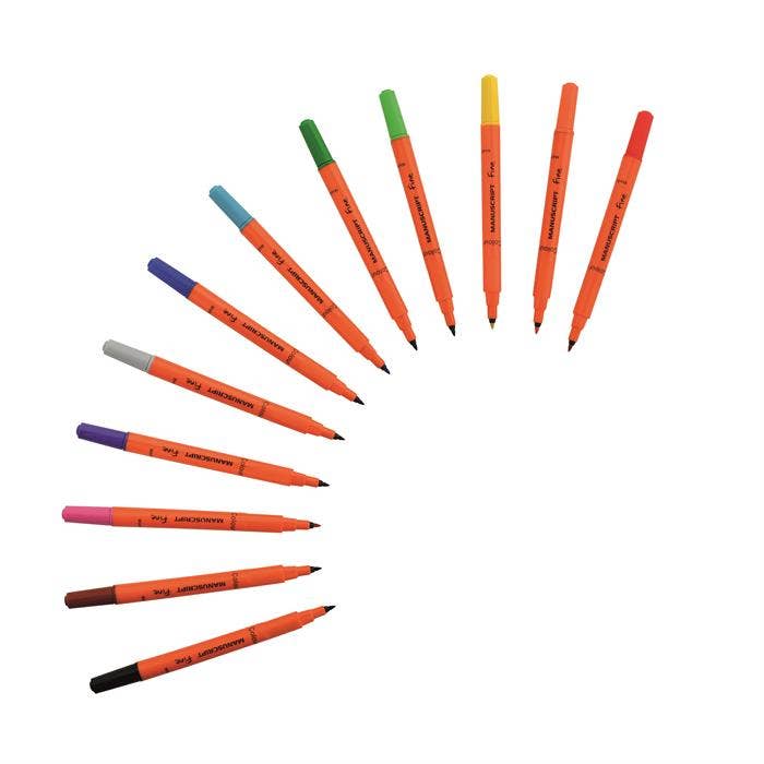 Manuscript – wholesale Markers – Child & baby – Colour Creative Markers - Fine Wallet of 12 Assorted Colours1