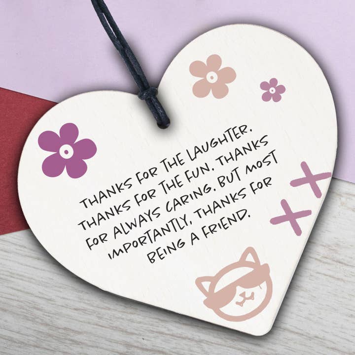 Plaque d'amitié en bois avec cœur en bois pour la vente par 2PersonalShop