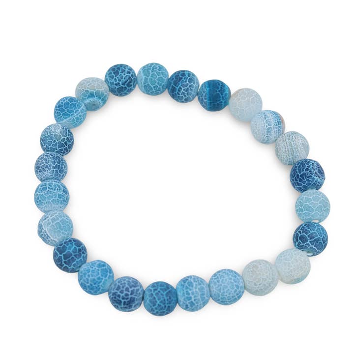 Bracelet - Agate bleu royal - Givrée - 8 mm pour la vente par Arômes & Évasions