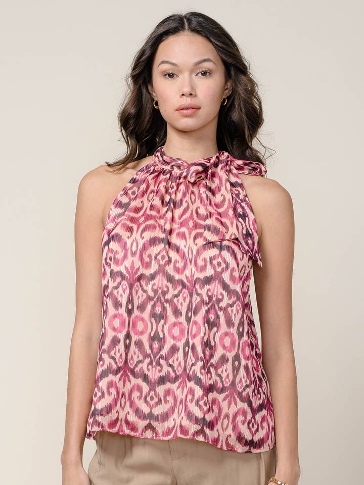 Dylan Lurex Threaded Chiffon Halter Top for wholesale by Greylin