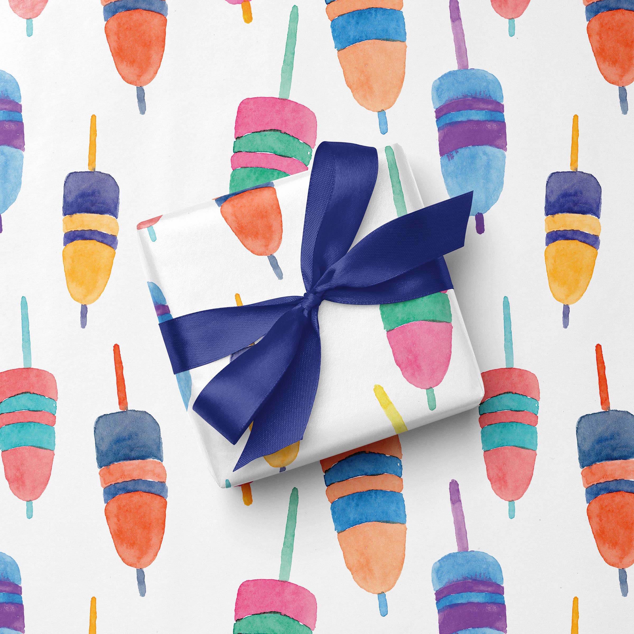 Gert & Co - Venta al por mayor Rollos de papel de regalo - Envoltorio de regalo con boyas coloridas | Envoltorio de regalo costero en acuarela4