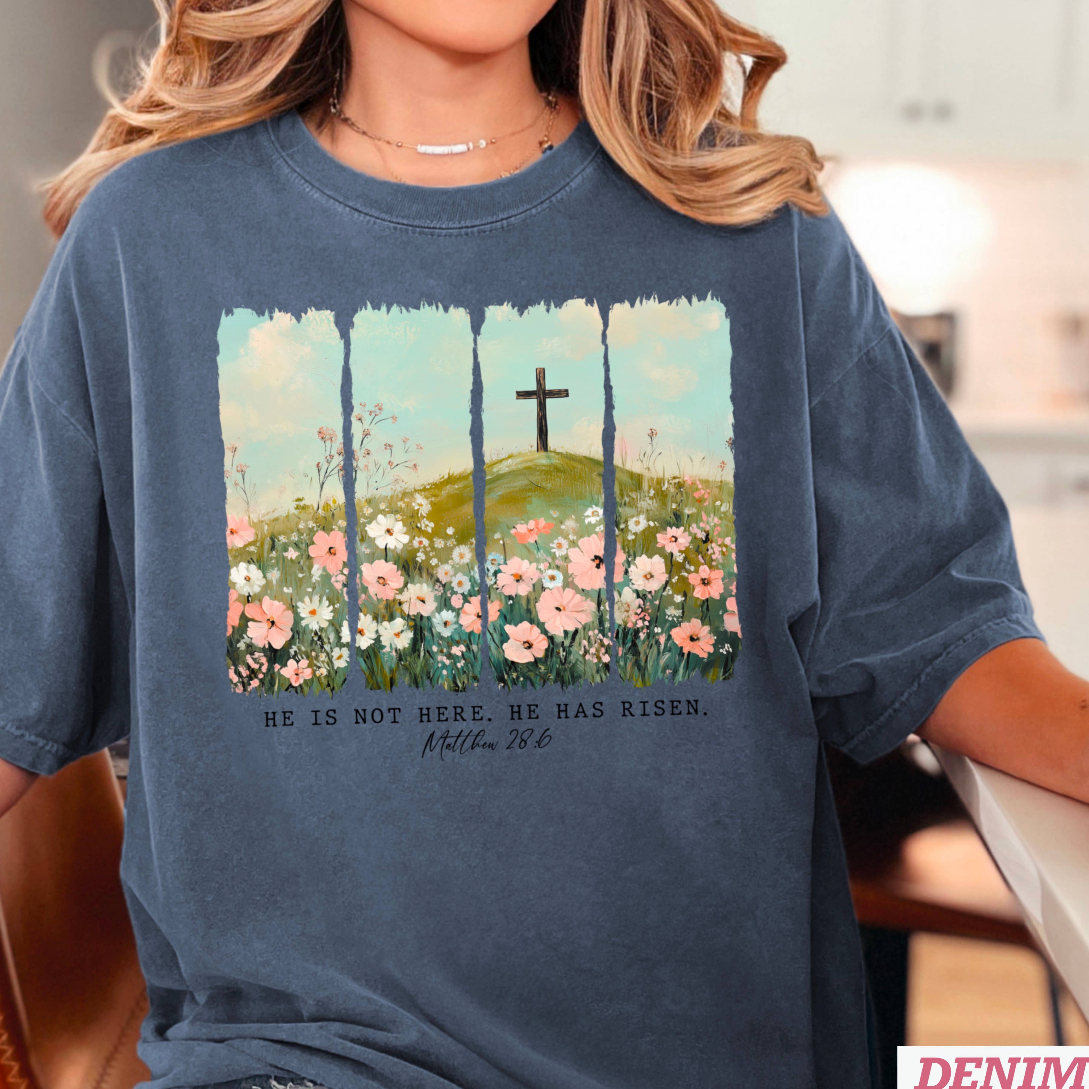 Shoppe SHC – wholesale T-shirt med logga - Dam – Han har uppstått | Påsktröja | Comfort Colors9