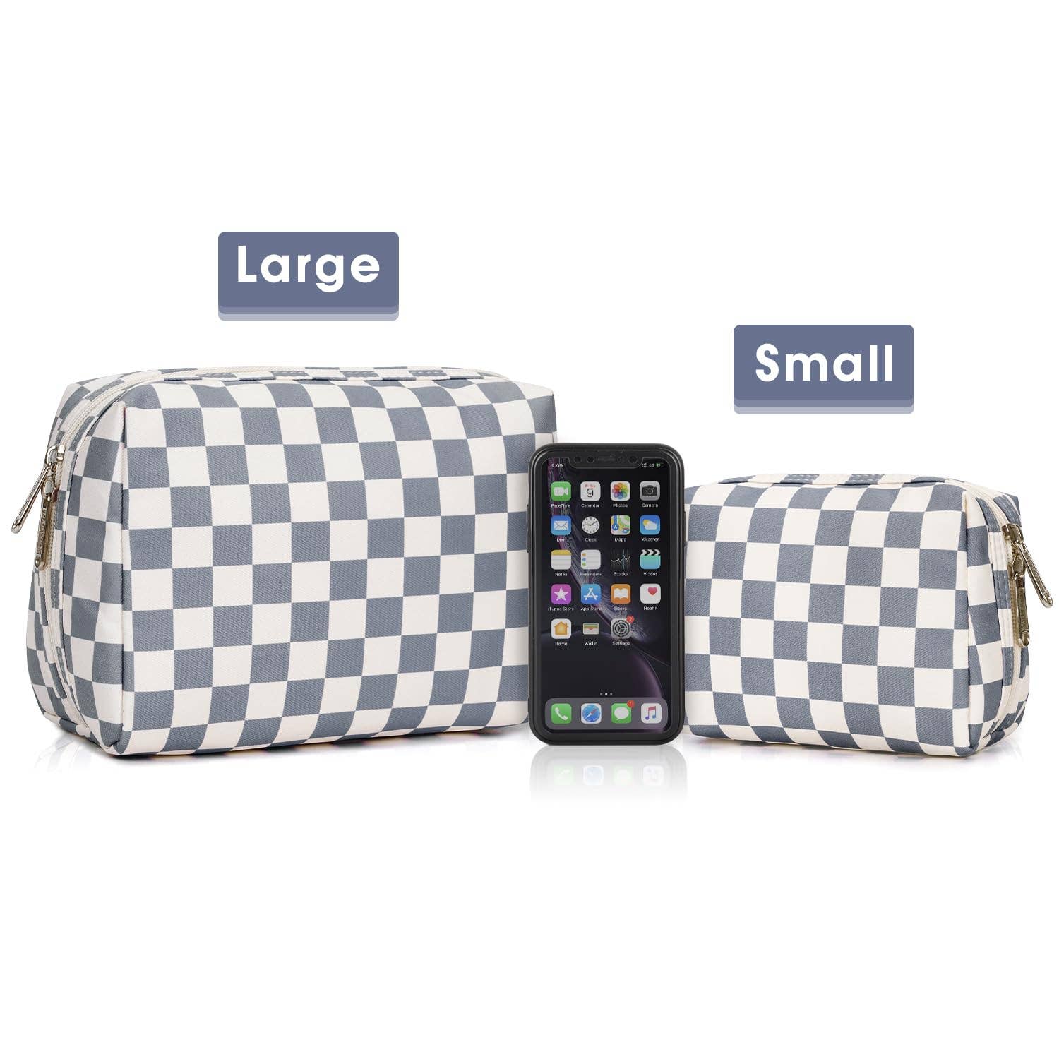 wandf - Wholesale Makeup/Cosmetic Bag - Checkered Makeup Bag Travel Cosmetic Bag Organizer Toiletry24