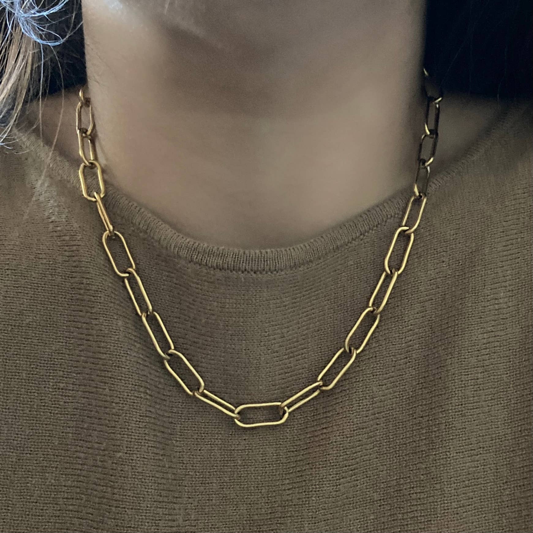 Amady Jewelry - Wholesale Link & Chain Necklace - 18k Gold Plated Paperclip Link Necklace Choker Lariat2