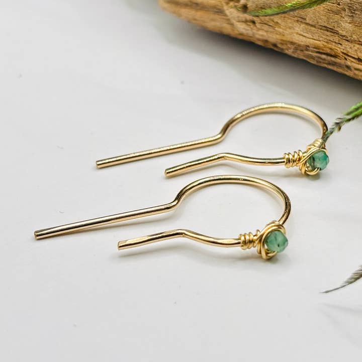 Rachel Renee Jewelry - Wholesale Hoop Earrings - DECO Gem Open Circle Threader Hoops 8