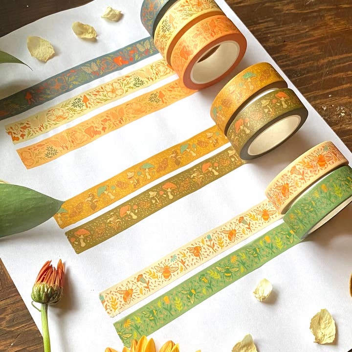 Mustard Beetle - Wholesale Washi Tape - Floral, Poppies + Mushrooms, 1/2" Washi Tape Roll8