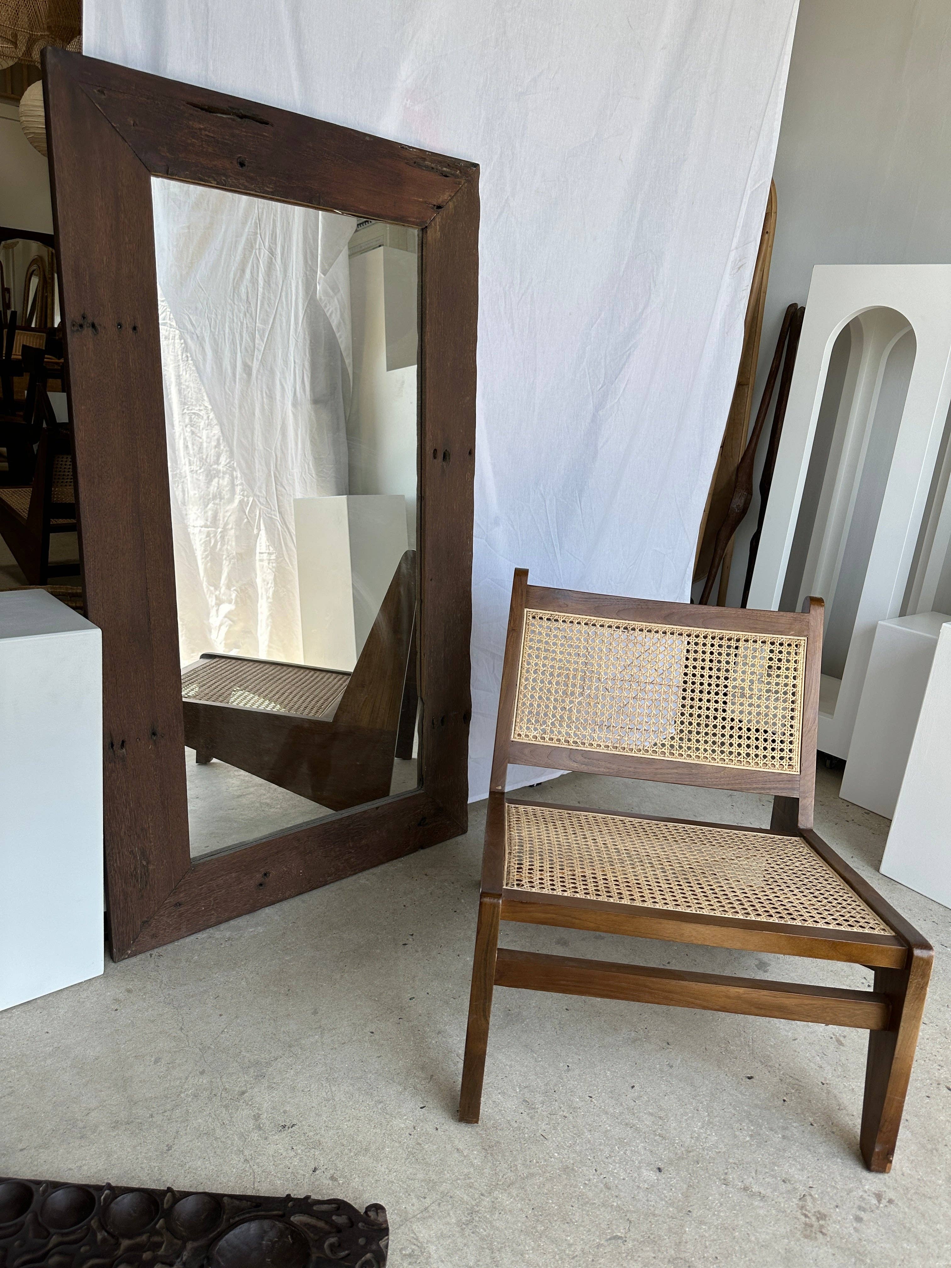 Office Objets - Wholesale Wall Mirror - Mirror with exotic brutalist old iron wood frame H:139cm1