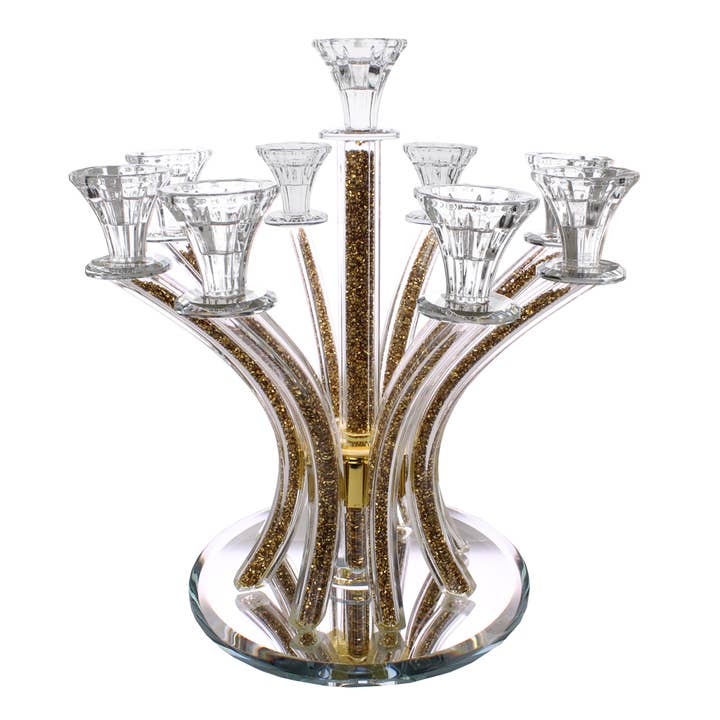 Crystal Candelabra Round Design Inner Stones 9 Arms for wholesale by Boker-Tov Shalom