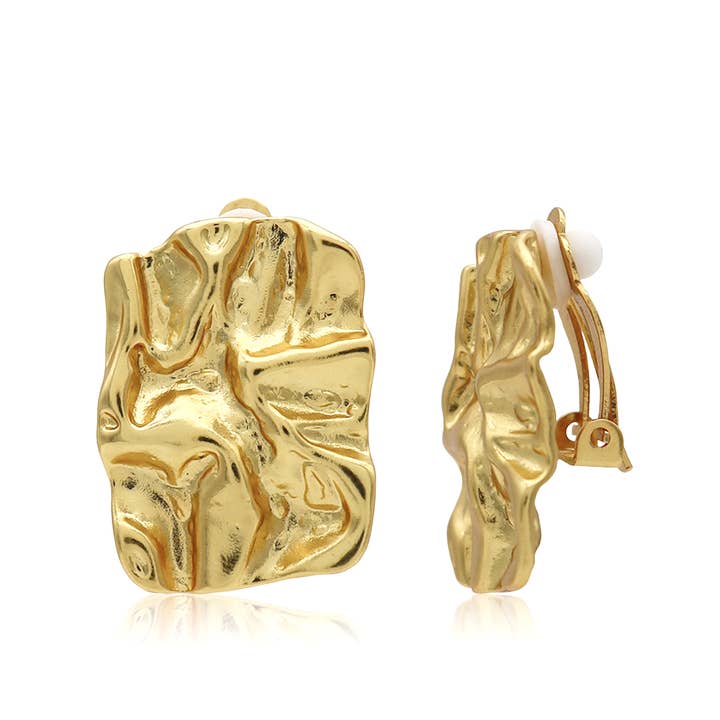 Crumpled Foil Clip-On Earrings for wholesale by KARINE SULTAN