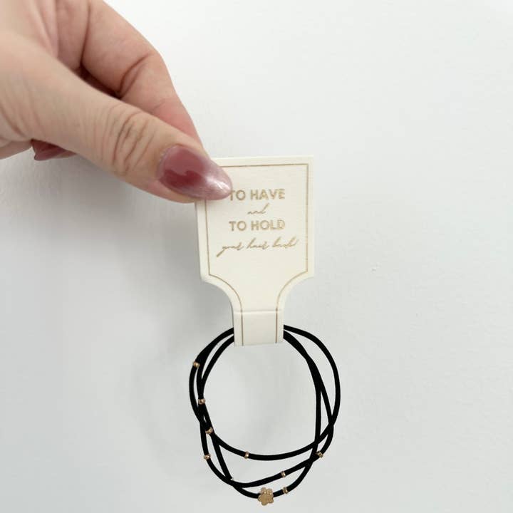LoveLina – wholesale Hair tie – Black Elastic Hair Ties with Gold Heart Charm - GITO