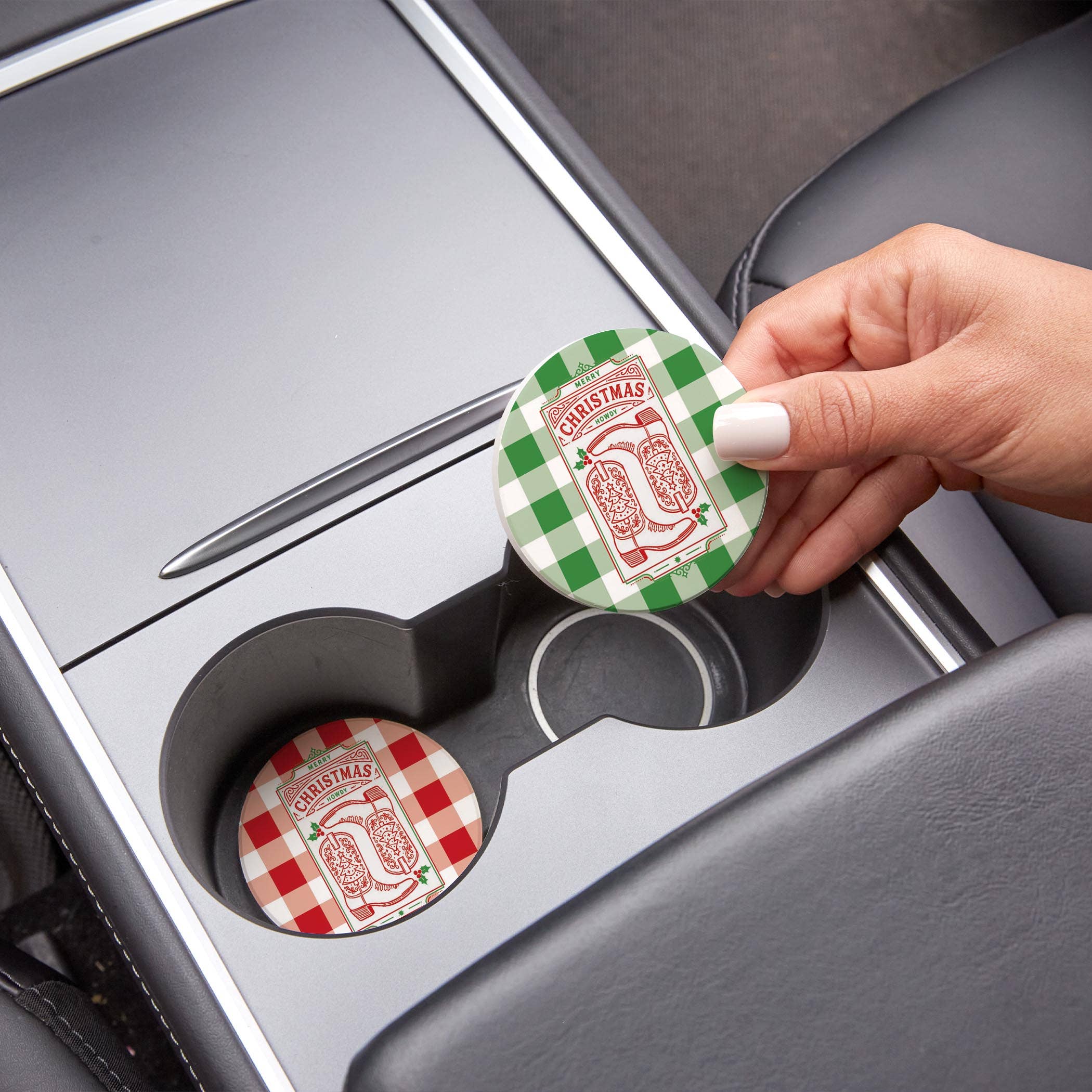 White Car Coaster 2-Pack Kalia Lane-Western Christmas for wholesale on Faire2