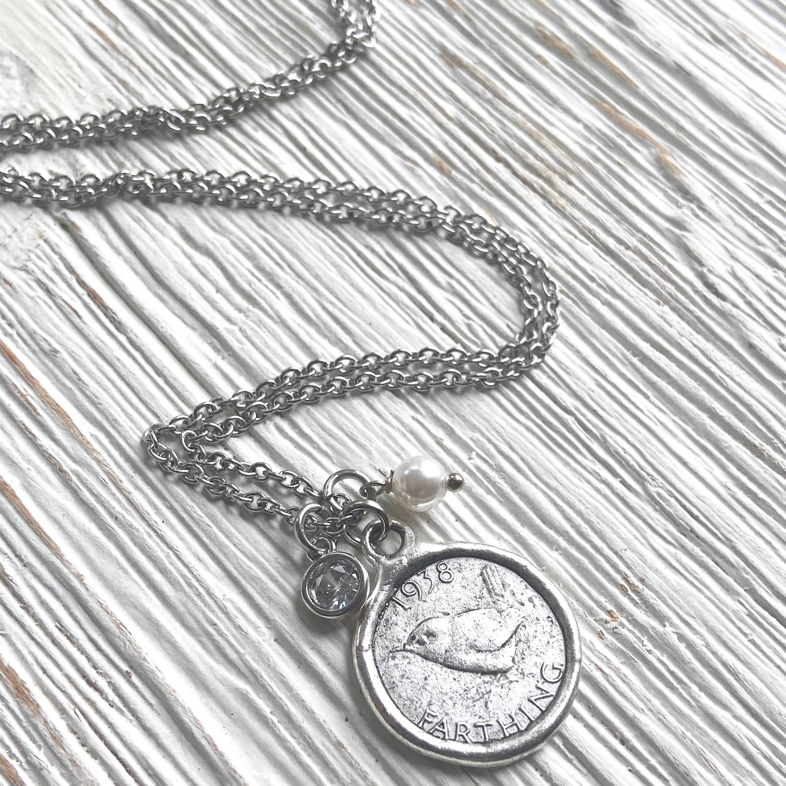 VB&CO Designs Handmade Jewelry - Wholesale Pendant/Charm Necklace - English farthing coin necklace silver England royal family2