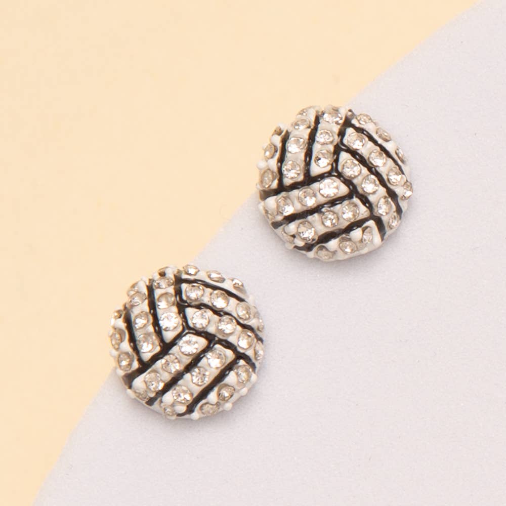 SP Sophia Collection - Wholesale Stud/Post Earrings - Gameday Rhinestone Basketball / Soccer / Volleyball Earrings2