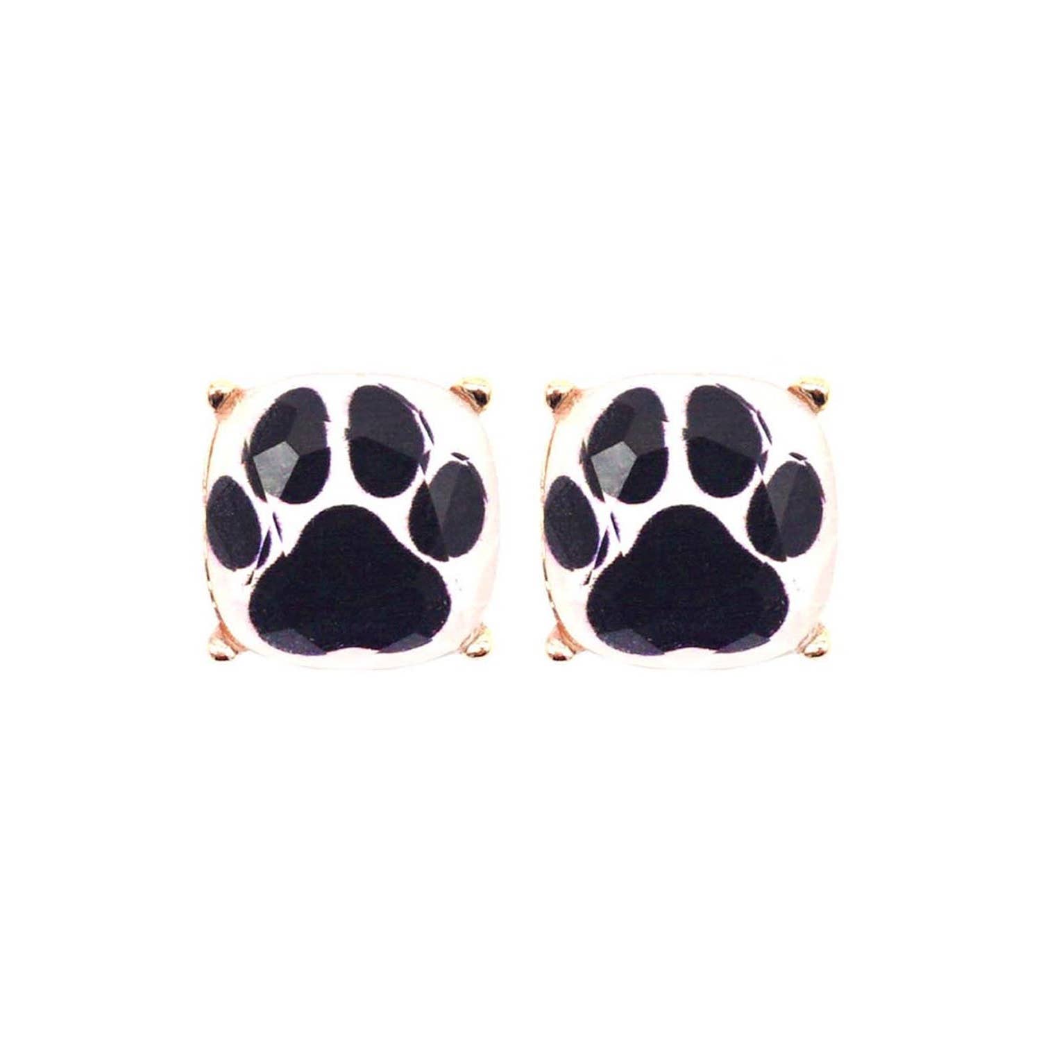JHP Collection - Wholesale Stud/Post Earrings - DOG PAW PRINT CUSHION CUT EPOXY STUD EARRING14