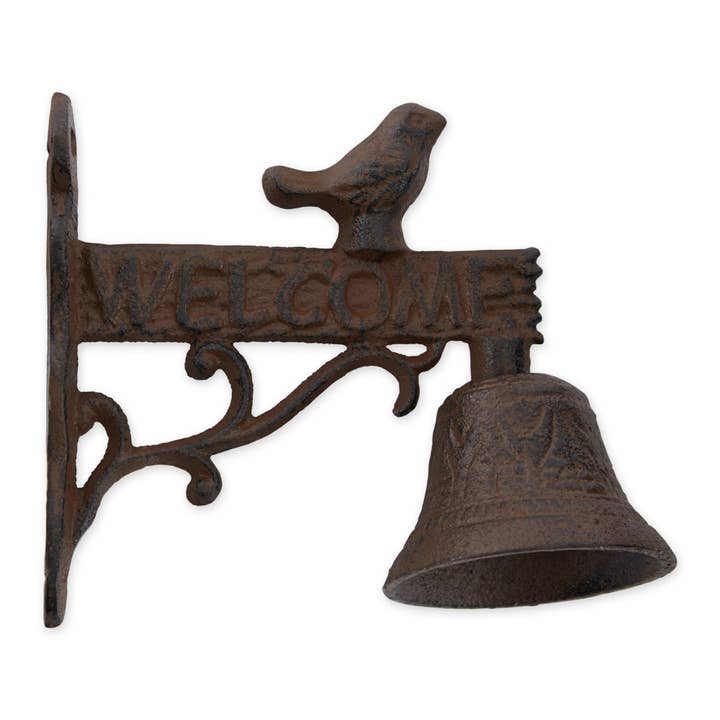 Welcome Sign With Bird Cast Iron Door Bell for wholesale by Zingz Home