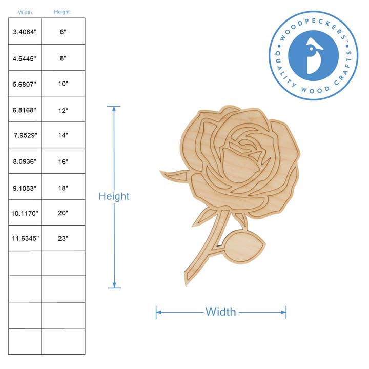 Woodpeckers Crafts - Wholesale Cutouts - Blooming Rose Cutout3
