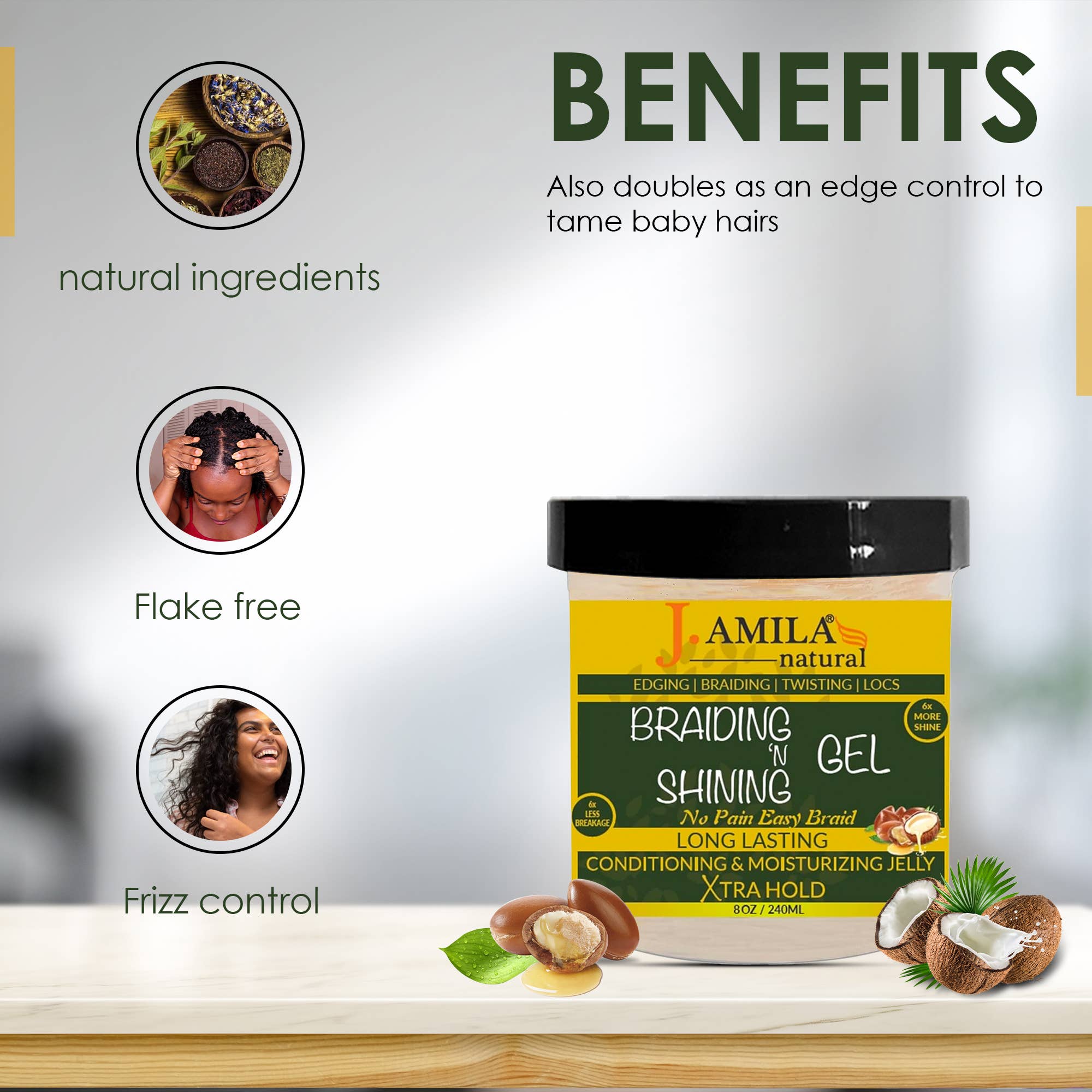 UB BRANDS INC - Vente Gel/mousse de coiffage - Gel de tressage et de brillance primé J. AMILA - 8oz2