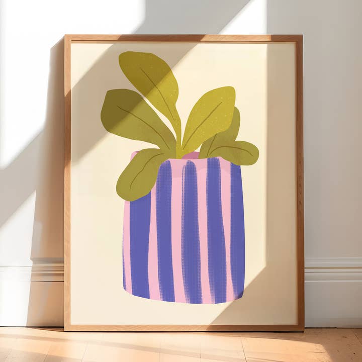 Retro Potted Plant Art Print | Home Decor Wall Art for wholesale by Brush & Bird Paper Co.