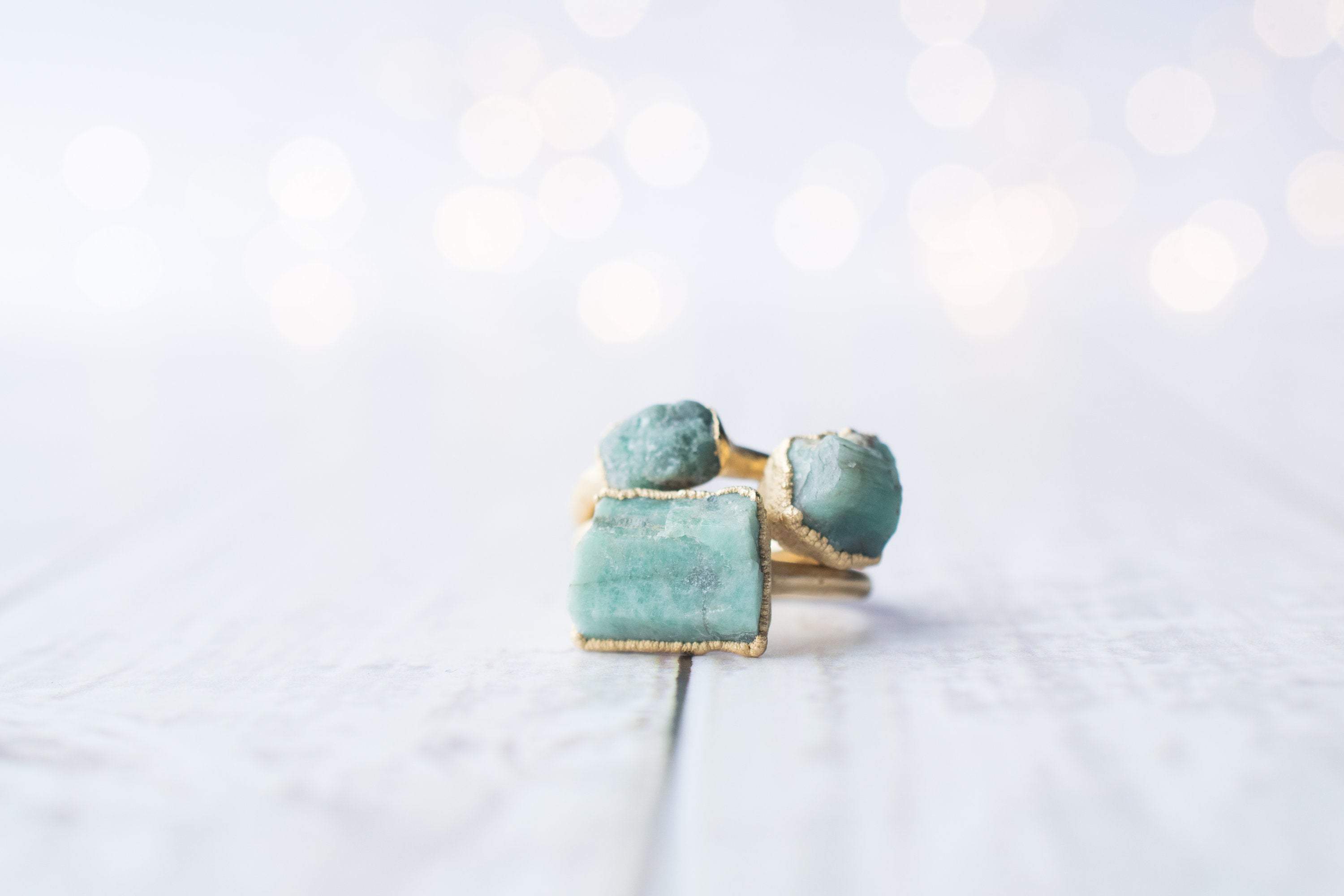 HAWKHOUSE - Wholesale Cocktail/Statement Ring - Gold Plated Rough Emerald Ring5