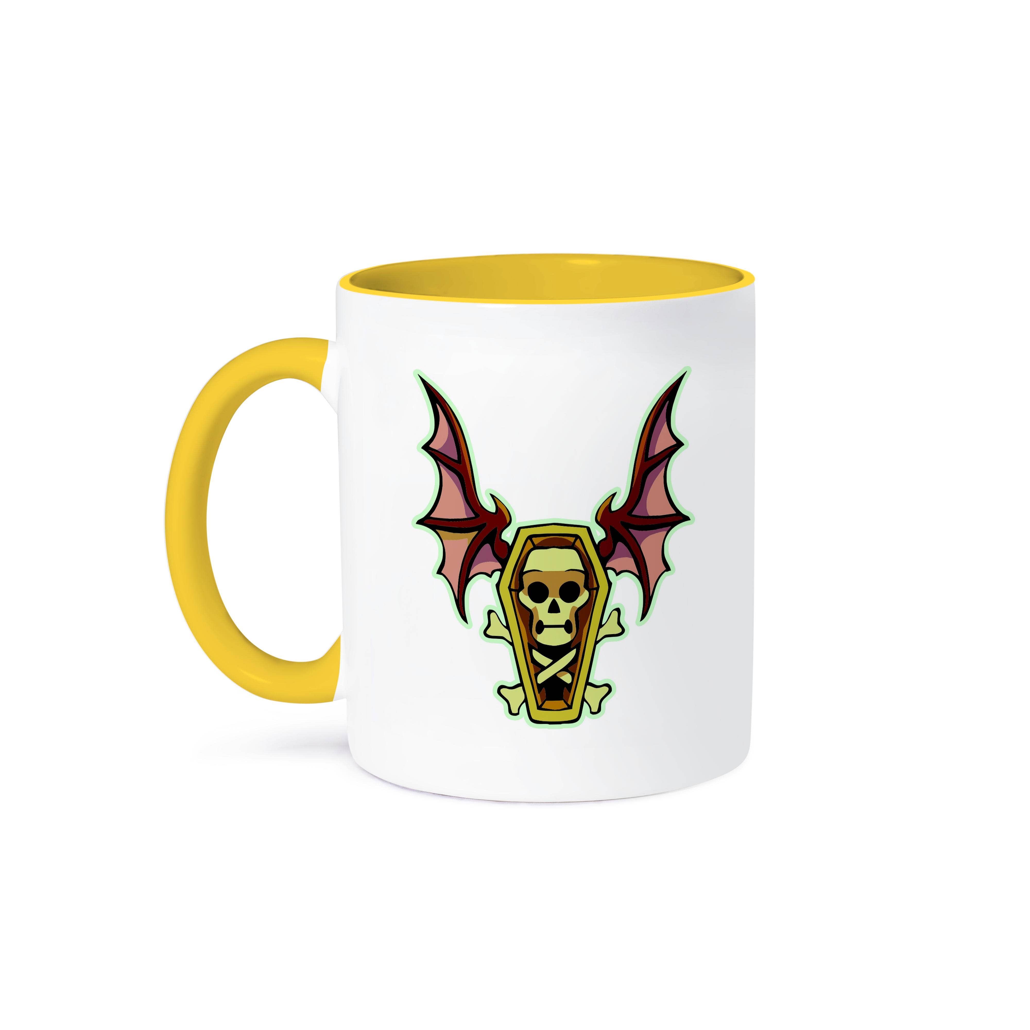 3dRose – wholesale Coffee mug – 3dRose, Spooky Halloween Skeleton and Coffin with Bat Wings, Mug0