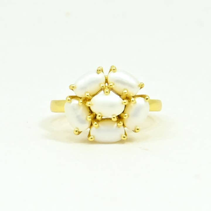 Briony Ring Gold Plated - Natural Pearl (3 Pieces) for wholesale by Schmuckoo Berlin