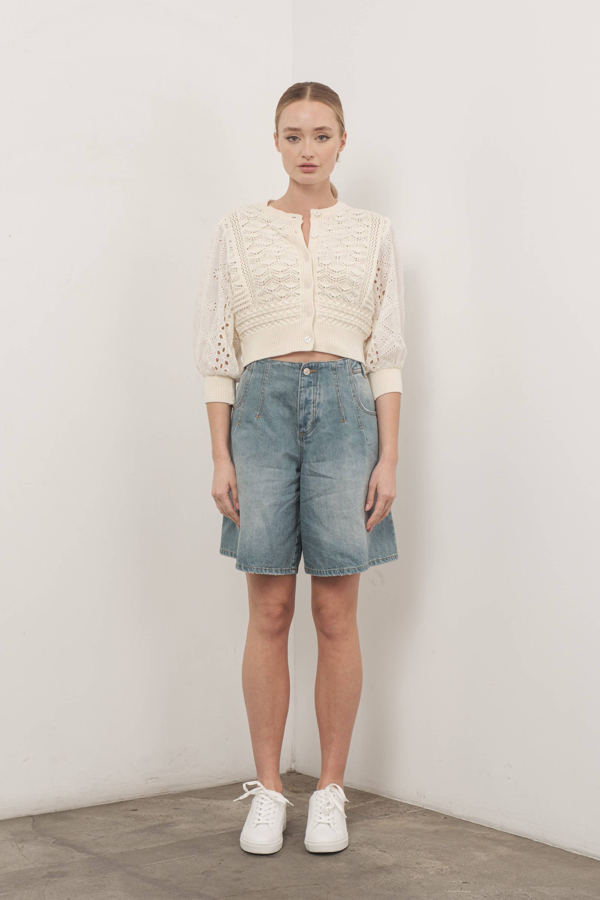 Aaron & Amber – Engroshandel Cardigan - Dame – MAS2722 HENDRY 3/4 ÆRMER GENNEMGÅENDE CARDIGAN4