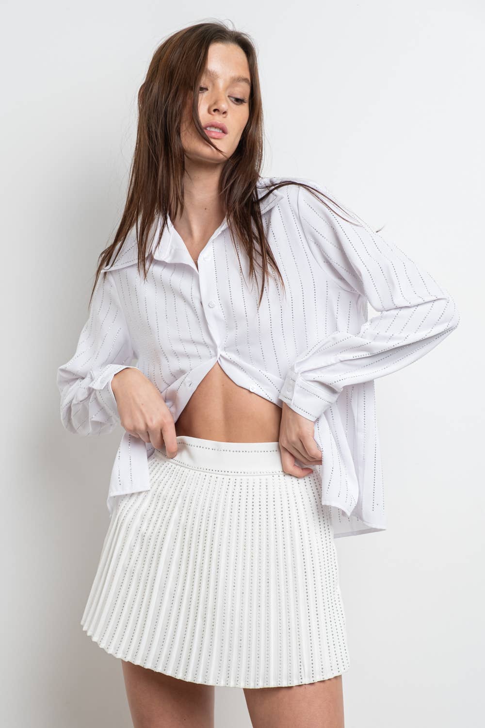 KIWI - Vente Jupe-short – femme - IP2480- Jupe plissée en strass1