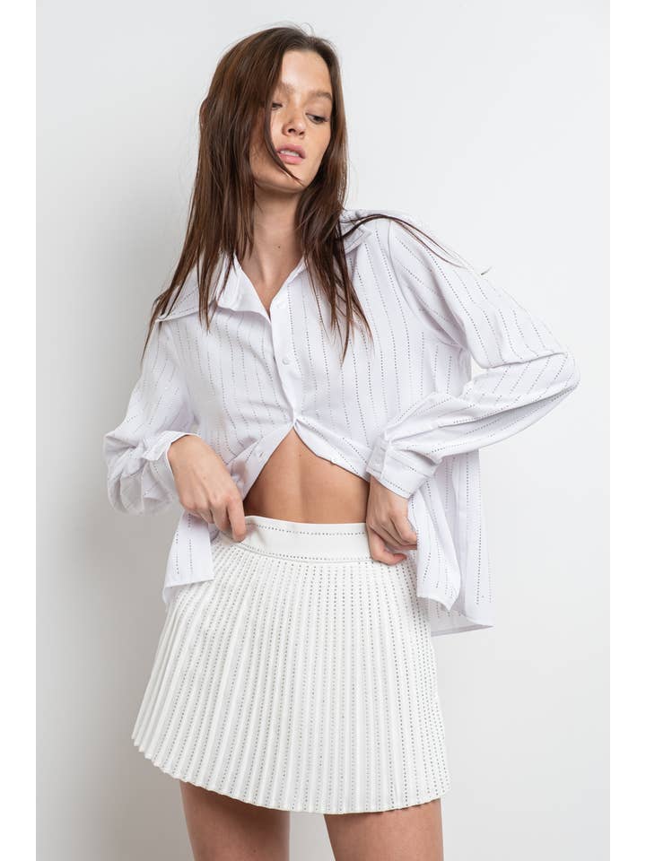 KIWI - Vente Jupe-short – femme - IP2480- Jupe plissée en strass1