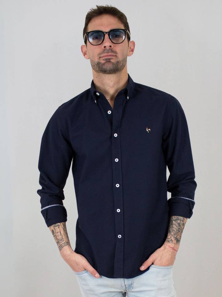 Marine gewaschenes Oxford-Hemd für den Großhandel von Patadegayo