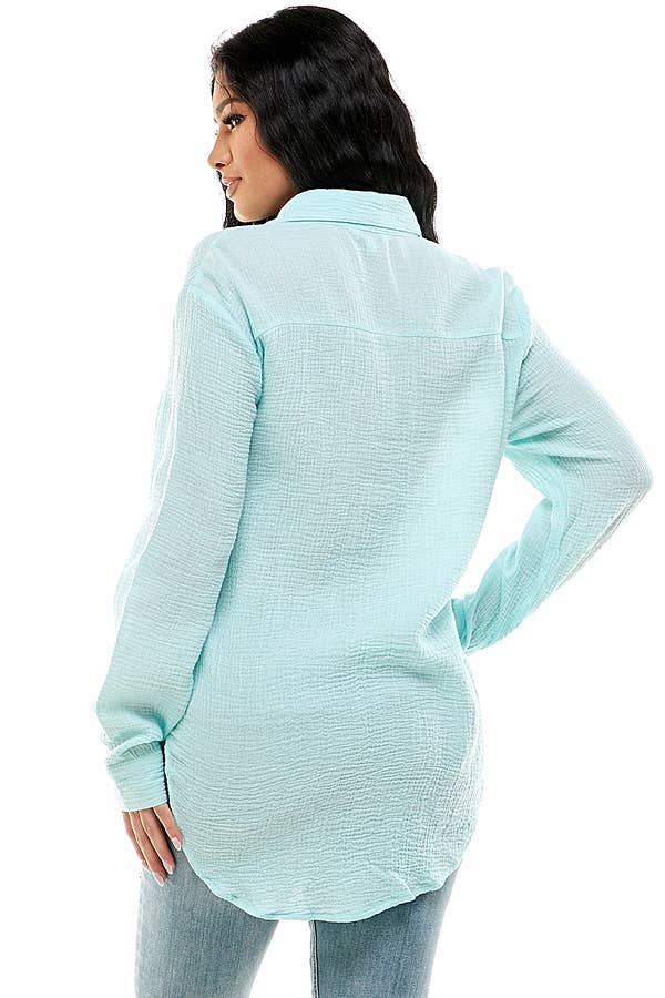 Veracci – wholesale Tröja med knappar – Dam – Dubbel gasväv Weekend Button-Down skjorta8