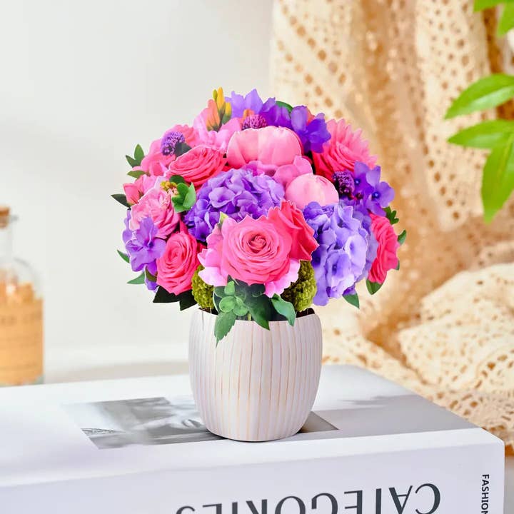 PetalPal - Wholesale Artificial Flowers - Mini Fuchsia Fantasy Pop-Up Bouquet
