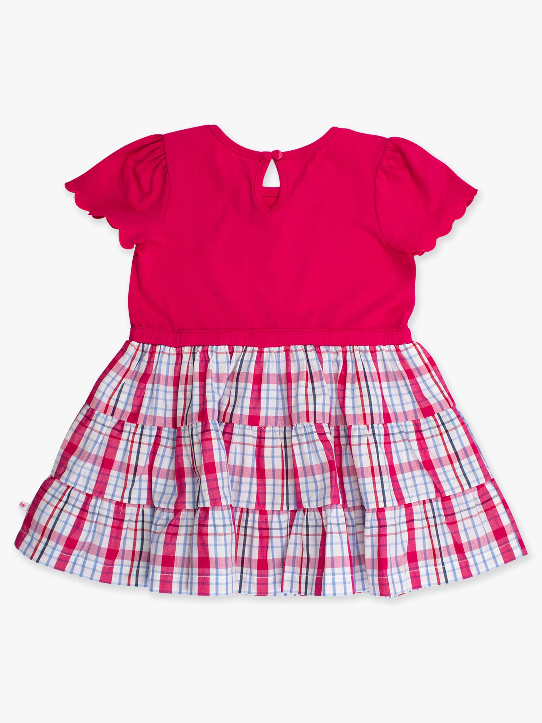 Pink Girls Adley Plaid Short Sleeve Tiered Dress for wholesale on Faire9