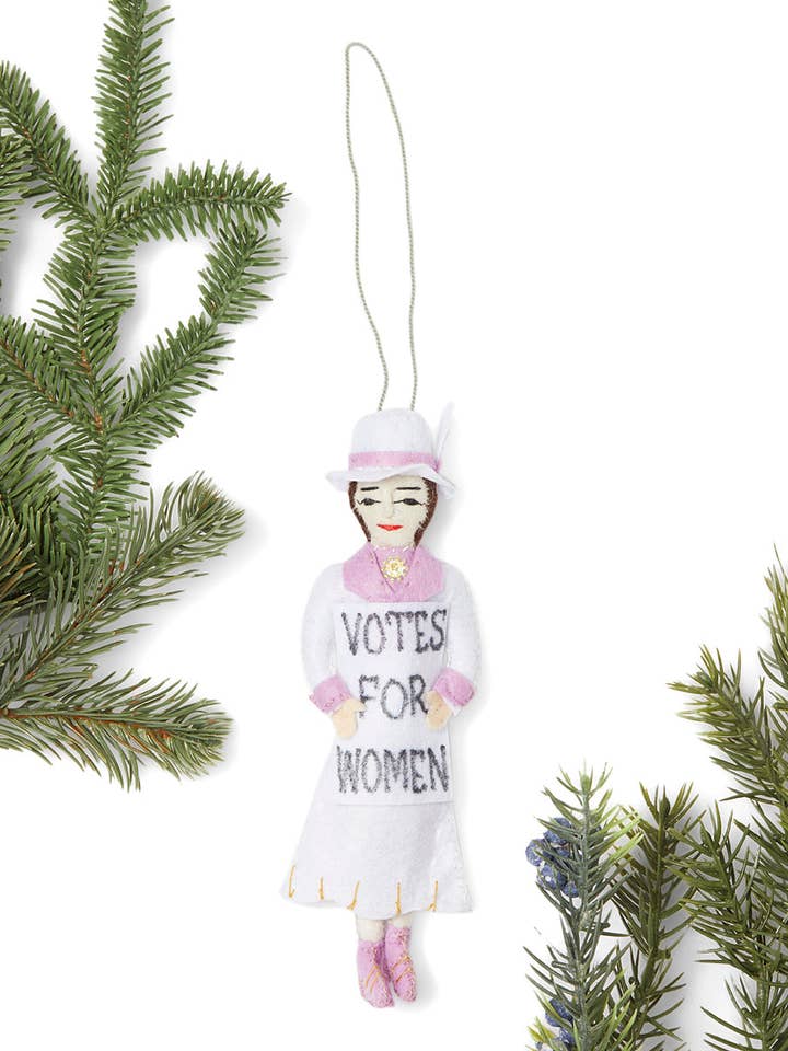 Suffragette Ornament - White Dress for wholesale by Silk Road Bazaar