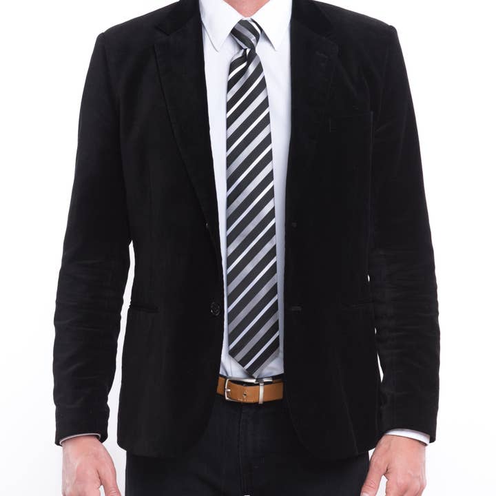 GoTie - Wholesale Necktie - Men's - Black Gray Multi-Striped Tie