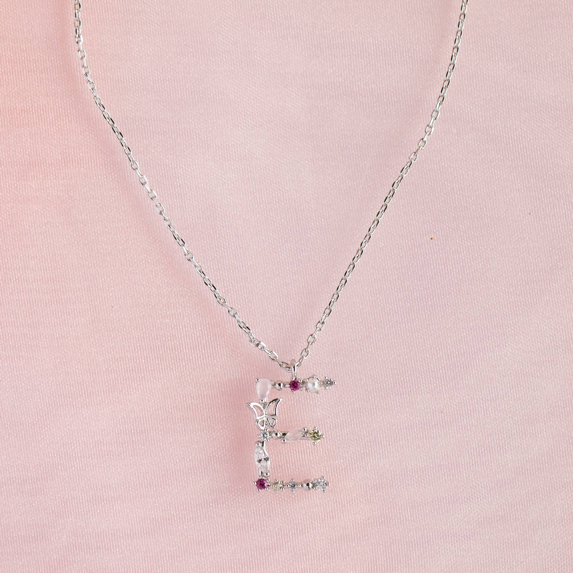 Girls Crew – wholesale Pendant/charm necklace – Flutterfly Stone Initial Necklace27