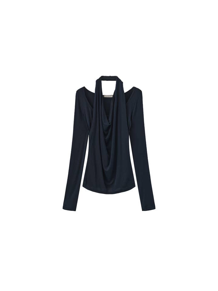 CUBIC - Wholesale Knit Top - Women's - Halter V-Neck Long-Sleeve T-Shirt10