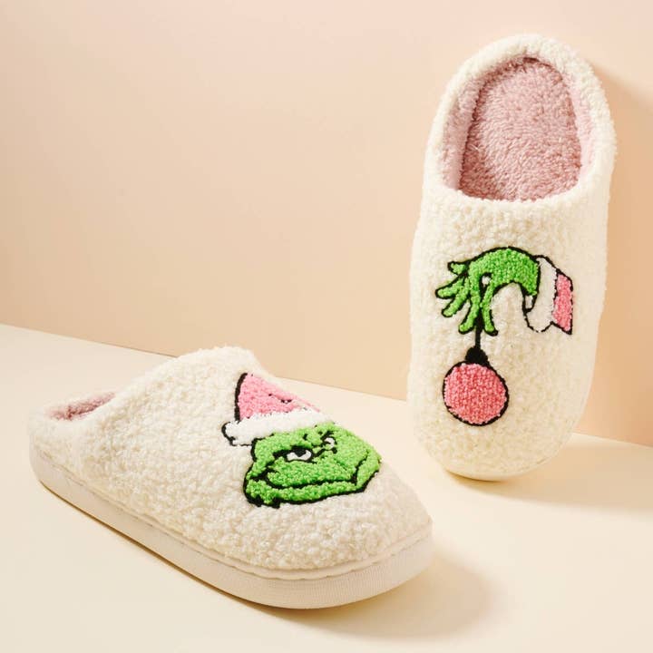 Pink Christmas Monster Home Slippers for wholesale on Faire